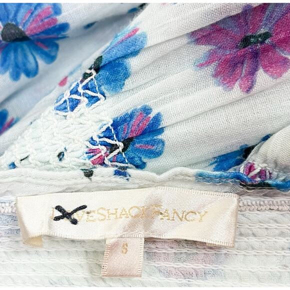 LoveShackFancy Miri Floral Cotton Midi Dress Smocked Tiered Slit Size Small - Picture 8 of 9